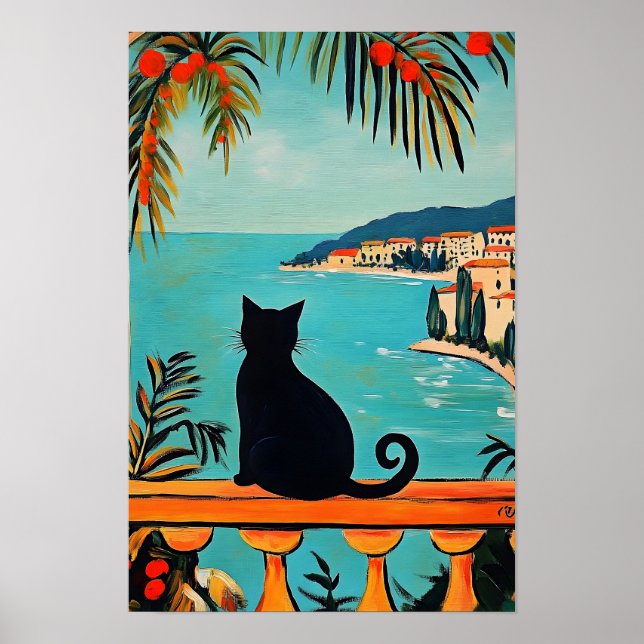 Black Cat and Sea  Poster (Front)