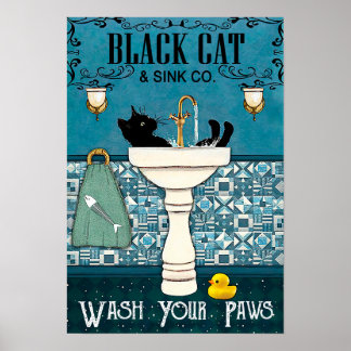 Black Cat and Sink Co - Home Decor Wall Art