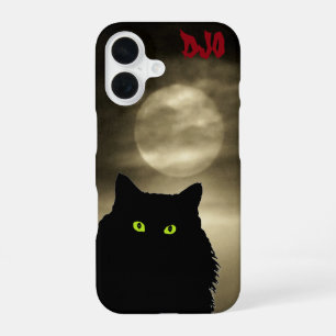 Black Cat and Smokey Moon iPhone 16 Case