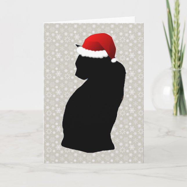 Black Cat and Snowflake Holiday Card (Front)