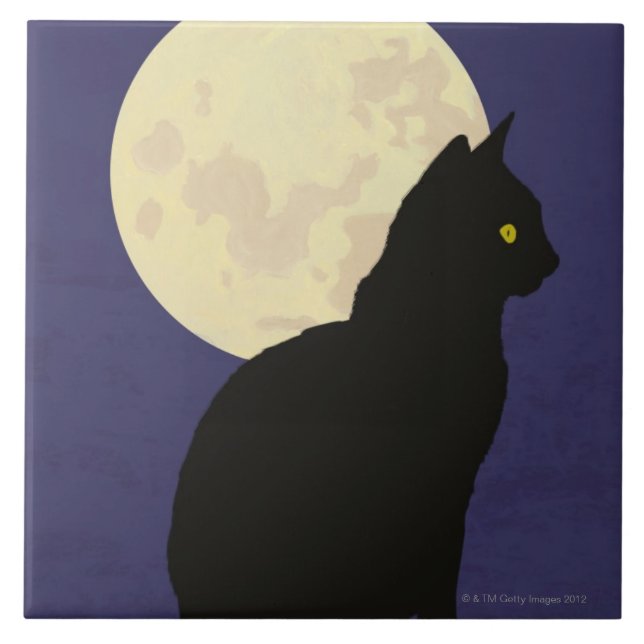 Black Cat and the Moon Tile (Front)