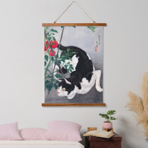 Black Cat and Tomato Plant Takahashi Hiroaki 1931 Hanging Tapestry