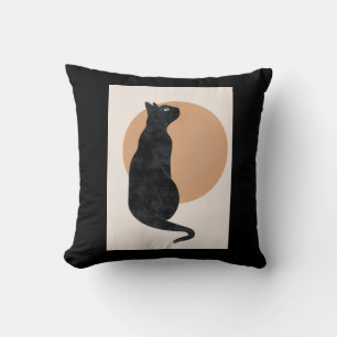 Black Cat and Yellow Sun Cushion