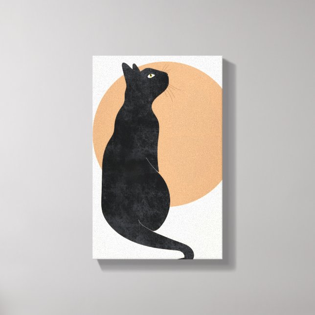 Black Cat and Yellow Sun Poster Canvas Print (Front)