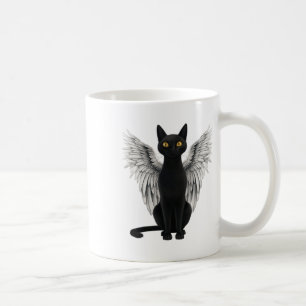 Black Cat Angel Wings Coffee Mug