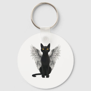 Black Cat Angel Wings Key Ring