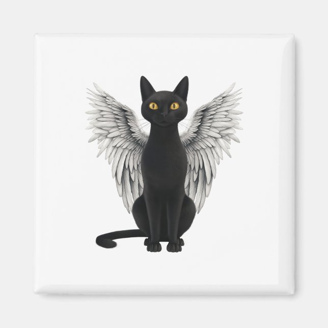 Black Cat Angel Wings  Magnet (Front)