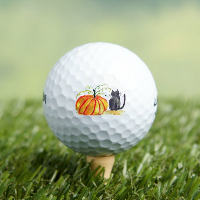 Black Cat animal Kitty Kitten Pet Halloween Golf Balls (Insitu Tee)
