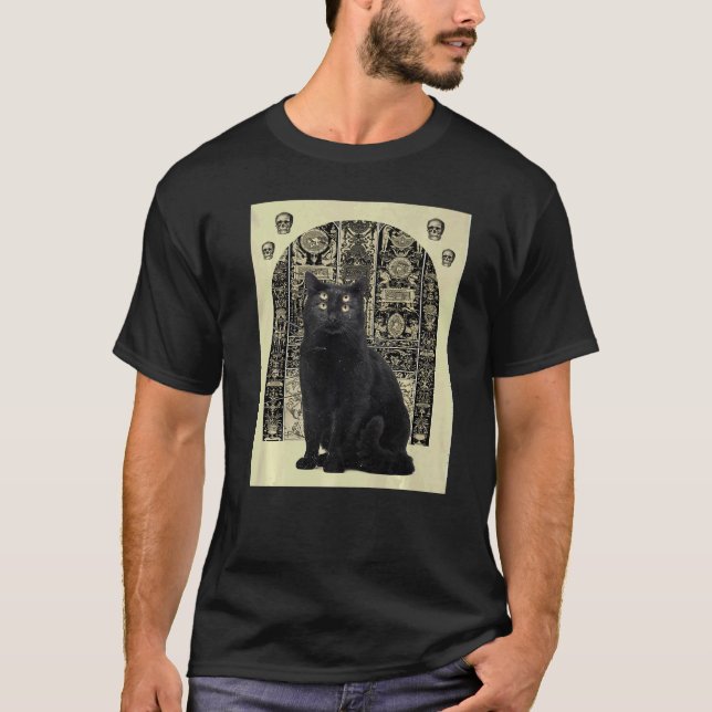 Black Cat Animal Witchcraft T-Shirt (Front)