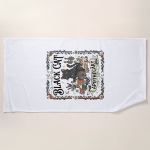 Black Cat Apothecary Cat Witchy Mystic Apothecary Beach Towel
