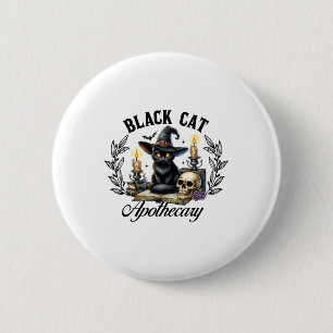 Black Cat Apothecary Funny Halloween Witchy Women 6 Cm Round Badge