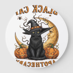 Black Cat Apothecary � Halloween Witchy Moon & Pum Large Clock