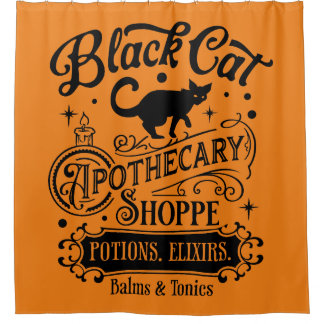 Black Cat Apothecary Store Shower Curtain