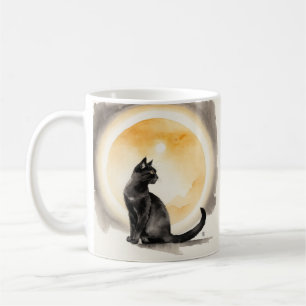 Black Cat Aquarell Coffee Mug