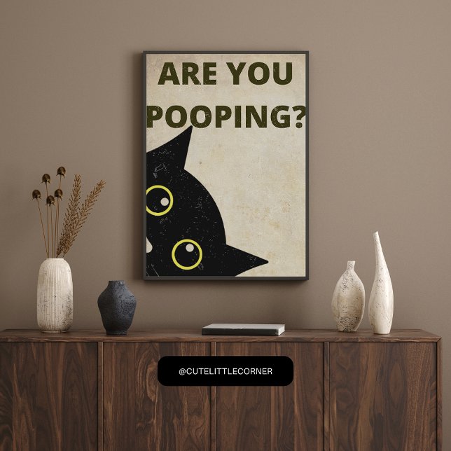 Black cat Are you pooping retro Poster (Creator Uploaded)