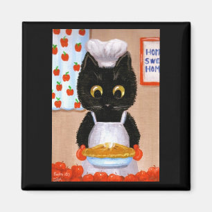 Black Cat Art Apple Magnet Creationarts Lisa Adams