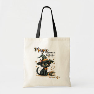  Black Cat Art Bag, Cute Halloween  Tote Bag