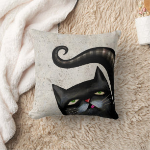 BLACK CAT ART COOL THROW PILLOW