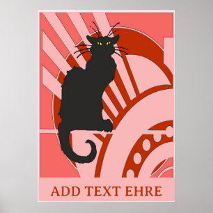 Black Cat Art Deco Poster