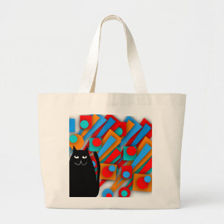 Black Cat Art Gifts Large Tote Bag