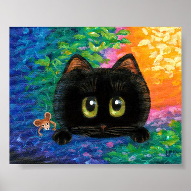 Black Cat Art Mouse Creationarts Poster (Front)