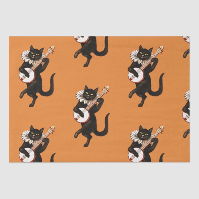 BLACK CAT ART NOUVEAU HALLOWEEN Tissue Paper (Front)