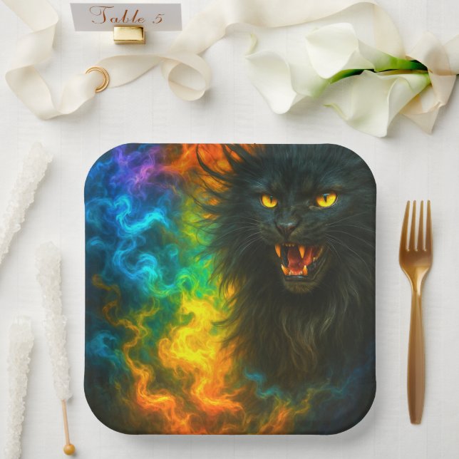 Black Cat Art Paper Plate (Wedding)
