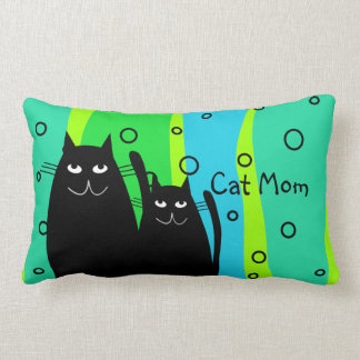 Black Cat Art Pillow "Cat Mum"