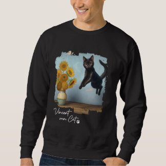 Black Cat Art Sunflowers, Vincent van Cat, Funny C Sweatshirt