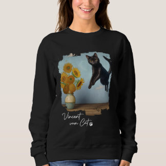 Black Cat Art Sunflowers, Vincent van Cat, Funny C Sweatshirt