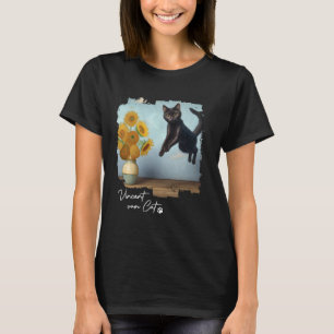 Black Cat Art Sunflowers, Vincent van Cat, Funny C T-Shirt