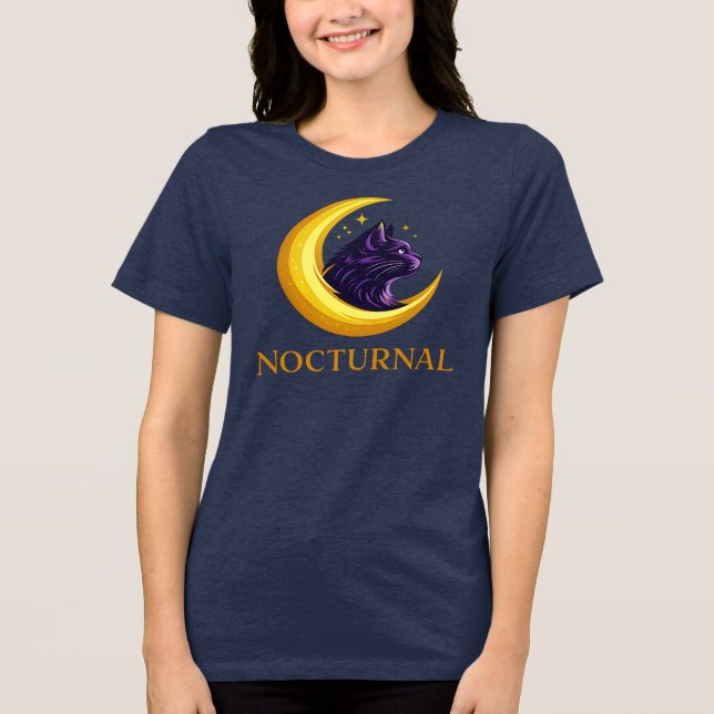 black cat art Tri-Blend shirt (Front)