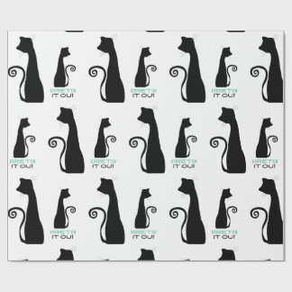 Black cat art wrapping paper