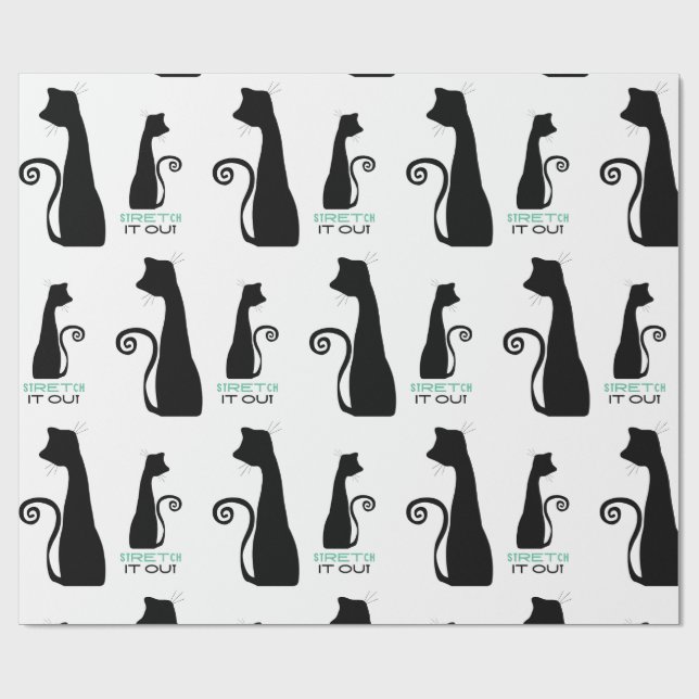 Black cat art wrapping paper (Flat)