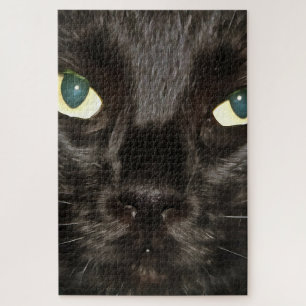 Black Cat Artistic Portrait Jigsaw Puzzle