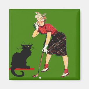 Black Cat At Golf Magnet