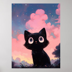 Black cat at the park poster