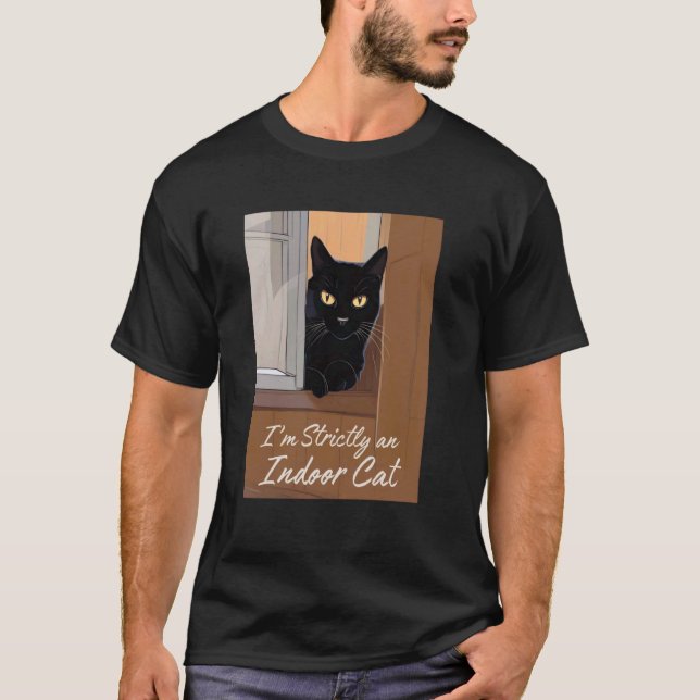 Black Cat at the Window T-Shirt (Front)