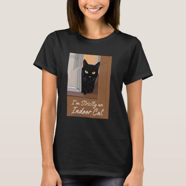 Black Cat at the Window T-Shirt (Front)