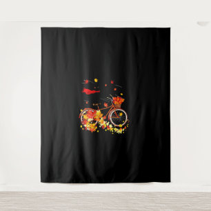 Black Cat Autumn Funny Fall Cycling Lover  Tapestry