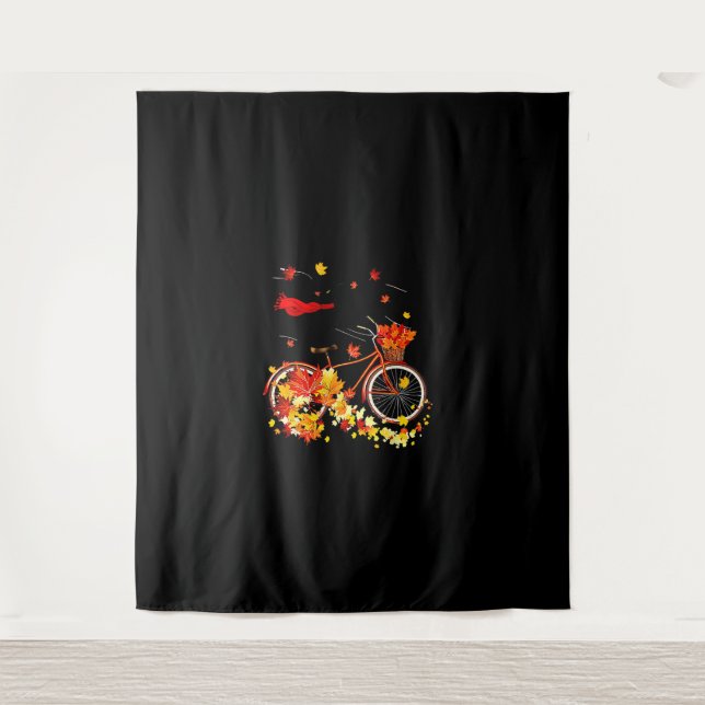 Black Cat Autumn Funny Fall Cycling Lover  Tapestry (Front)