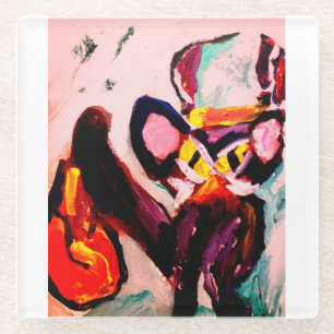 Black cat autumn room  glass coaster