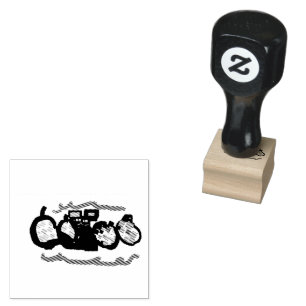 Black Cat Autumn waiting cool Rubber Stamp