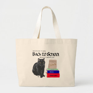Black Cat Back to School Large Tote Bag