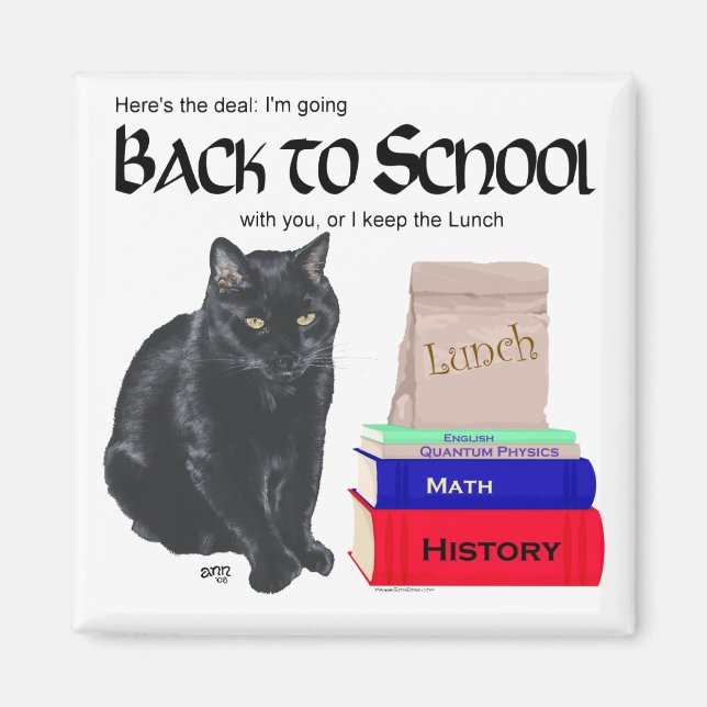 Black Cat Back to School Magnet (Front)