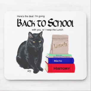 Black Cat Back to School Mouse Mat