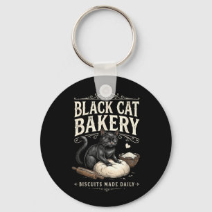 Black Cat Bakery Biscuits Made Daily Funny Key Ring