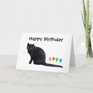 Black Cat Balloons Birthday Card
