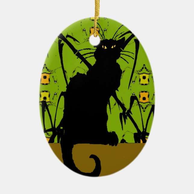 black cat bamboo ceramic tree decoration (Front)