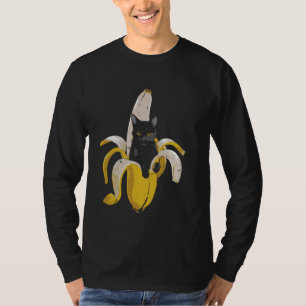 Black Cat Banana - Funny Cute Graphic Cat Banana L T-Shirt